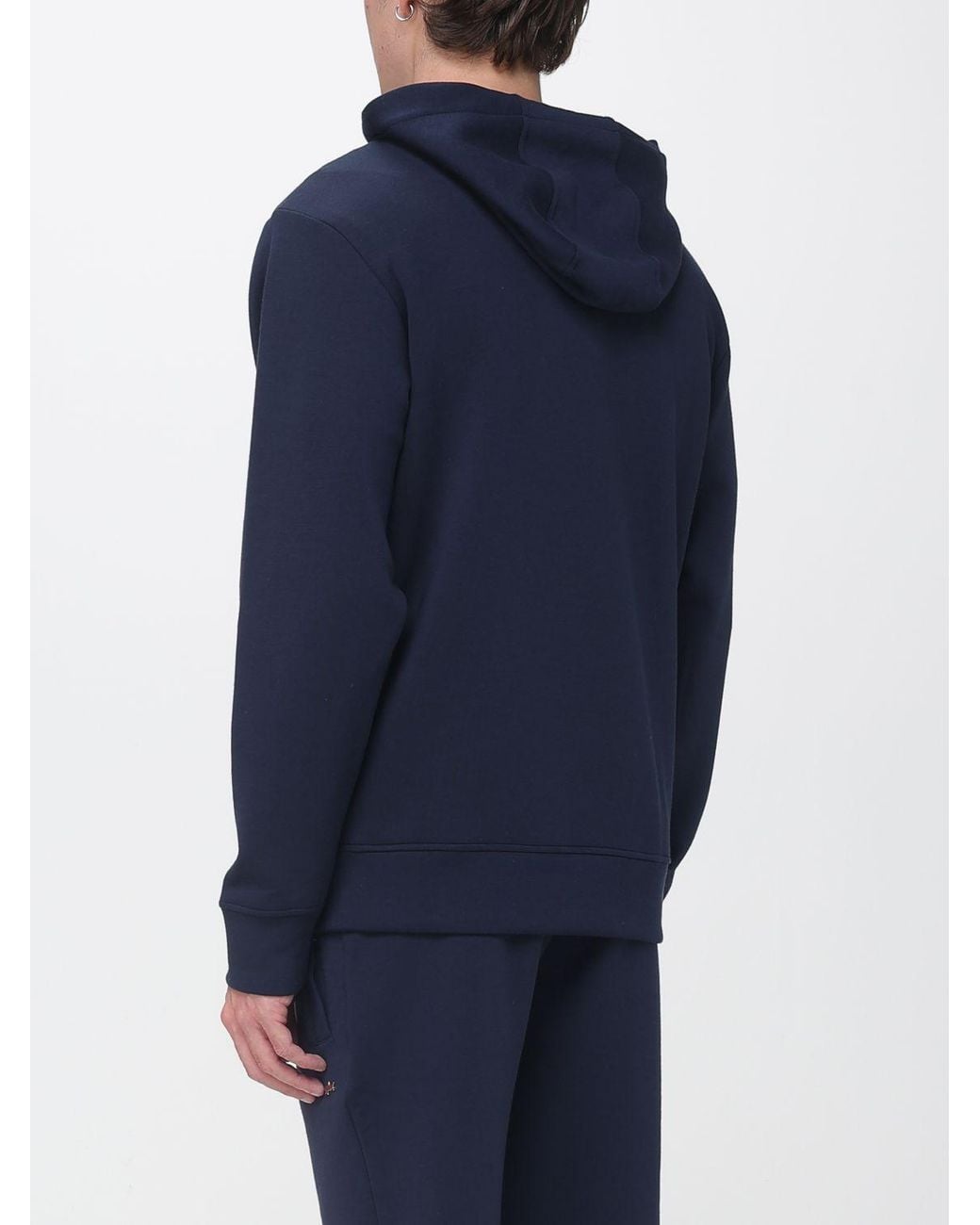 Paul & Shark Blue Paul &Amp Shark Cotton Hoodie With Pouch Pocket And Embroidered Logo for men
