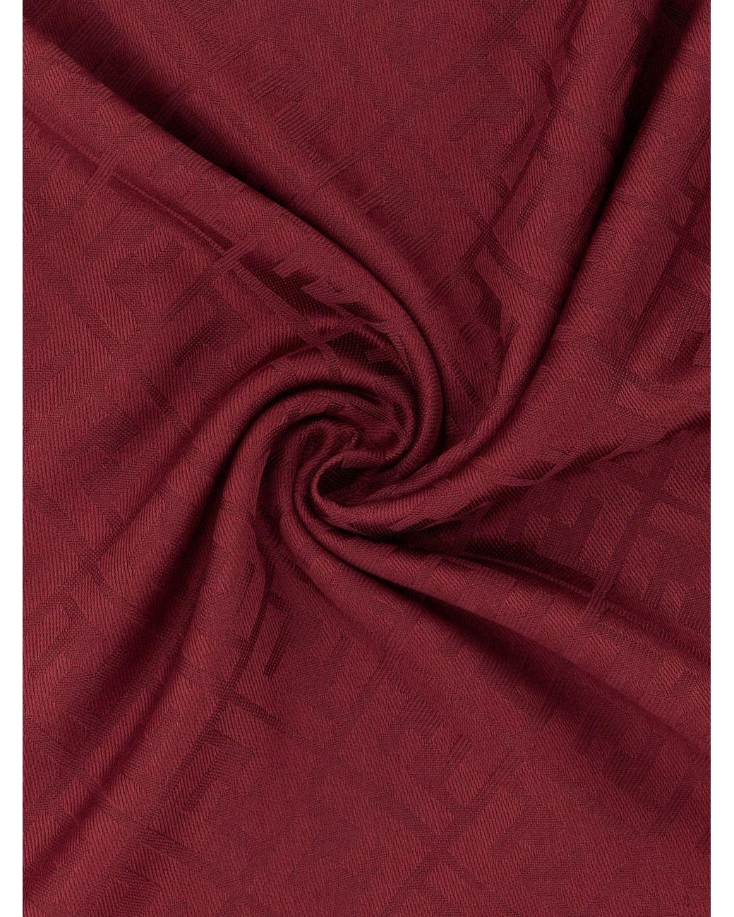 Fendi Red Woll- Und Seidenschal Mit Ff-Jacquardmuster Und Fransen
