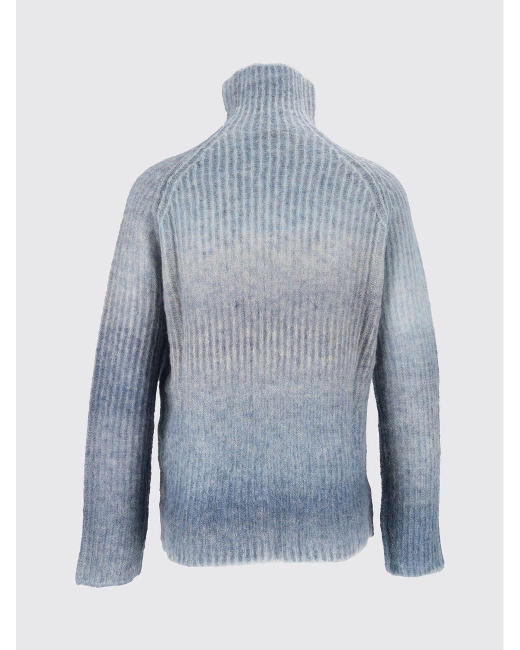 Kangra Blue Slim Fit Alpaca And Nylon Turtleneck Jumper With Abstract Pattern