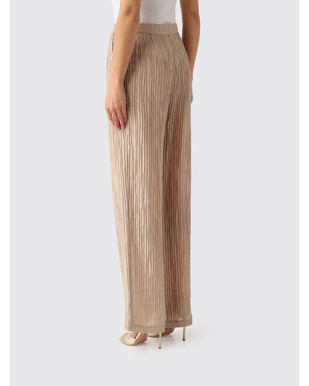 Emporio Armani Natural Pleated Lyocell Blend Palazzo Pants