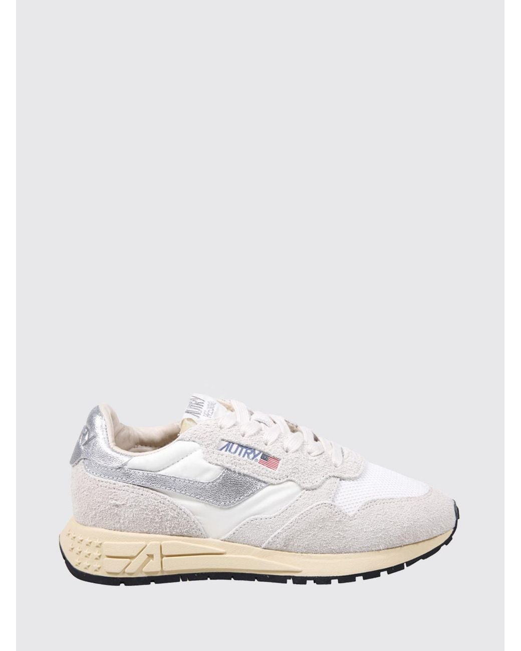 Autry White Reelwind Suede And Nylon Sneakers