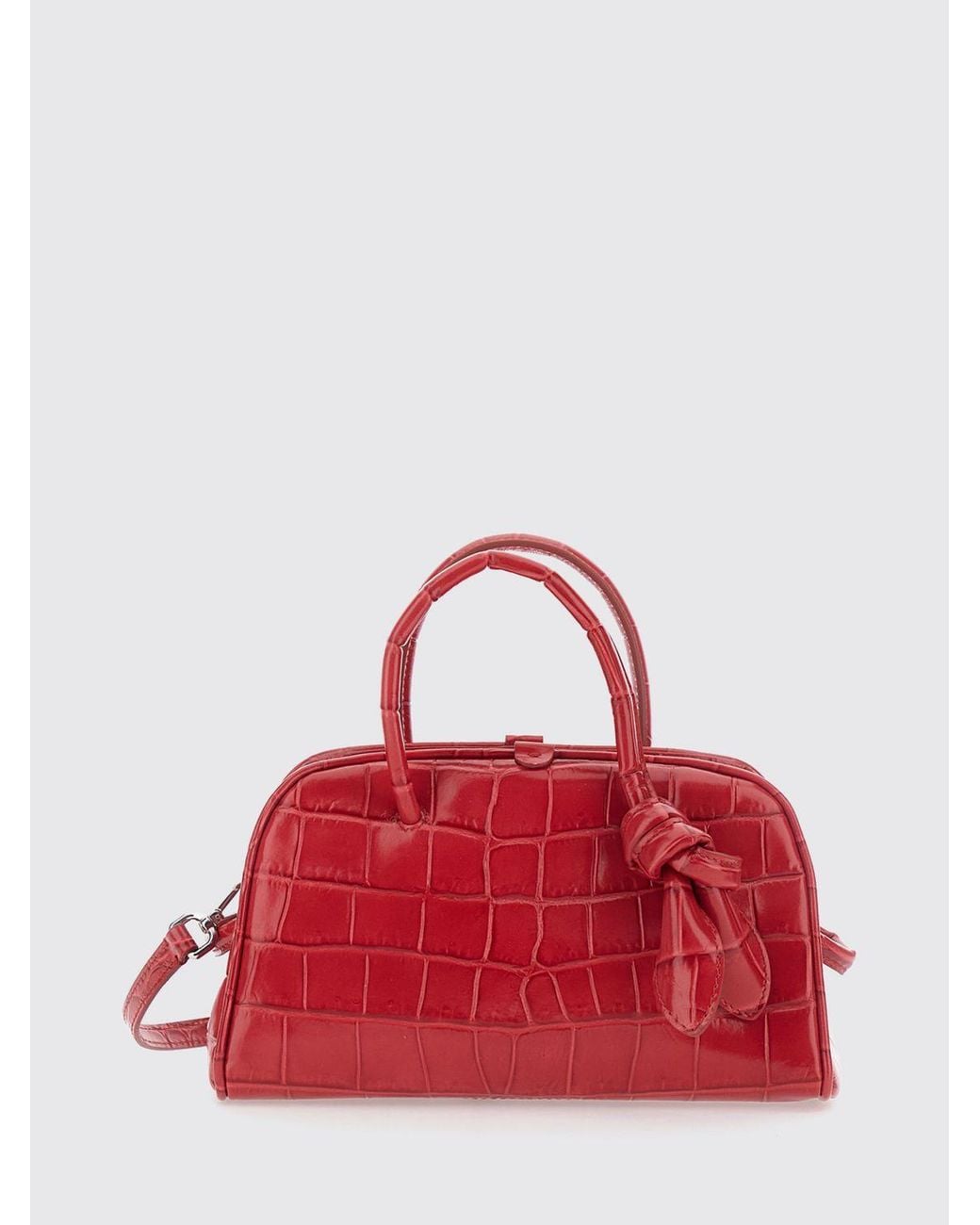 Jacquemus Red Le Turismo Crocodile-Effect Calfskin Handbag