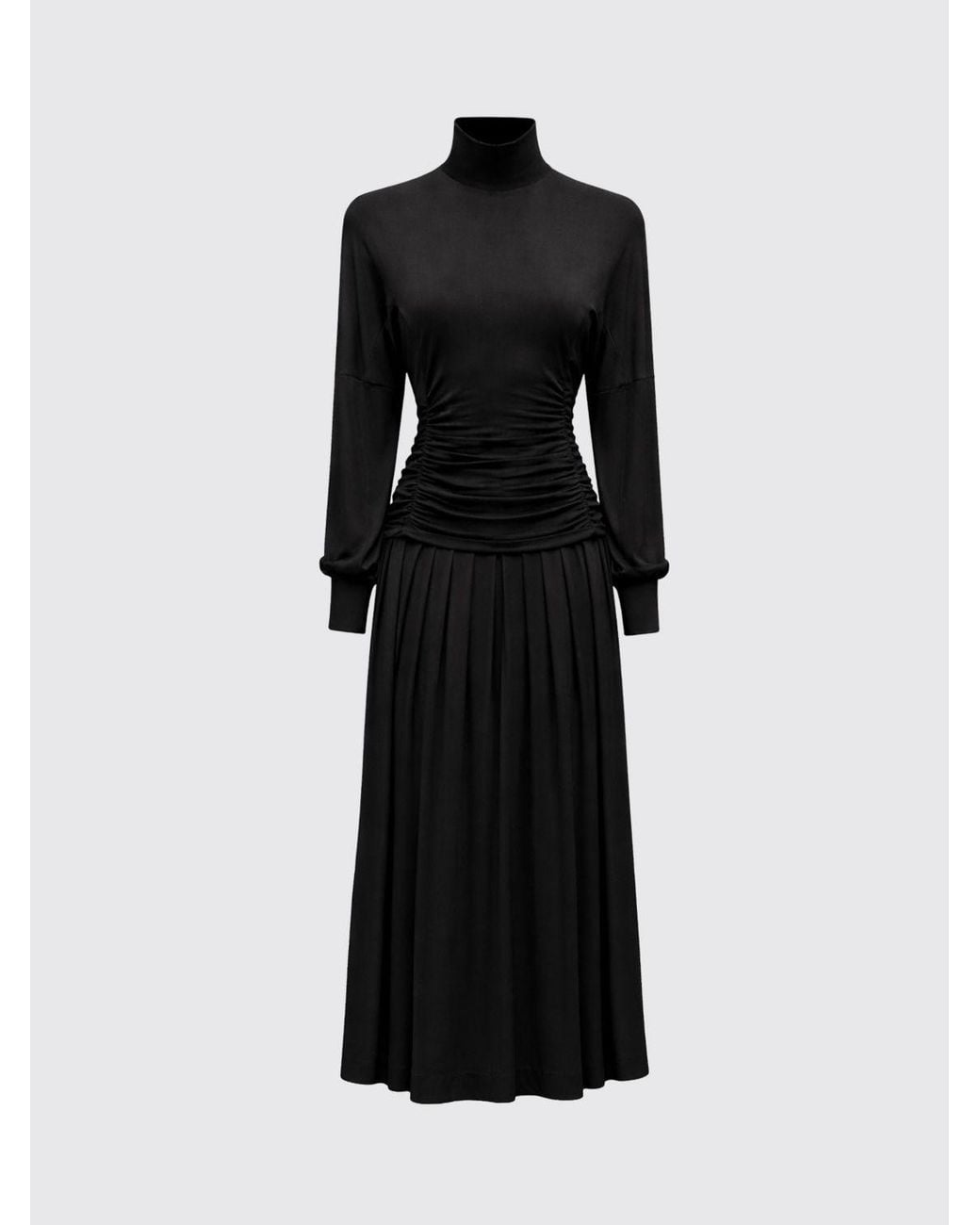 Ganni Black Viscose Turtleneck Dress