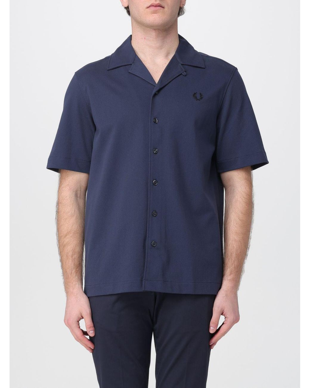 Fred Perry Blue Casual Cotton Shirt for men