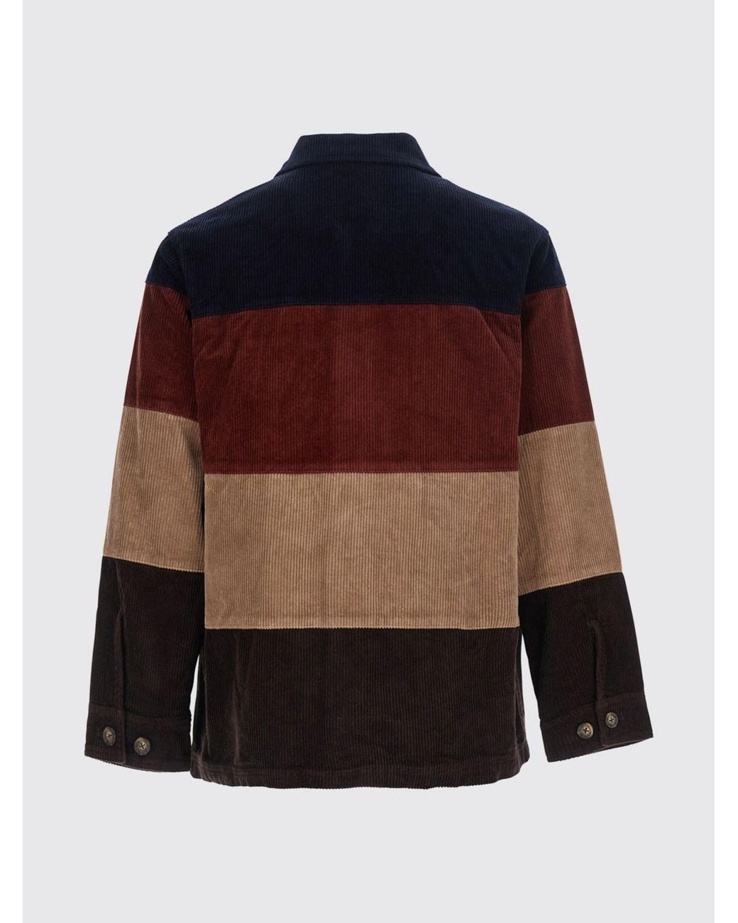 Sebago Red Striped Velvet Shirt Jacket With Classic Collar for men