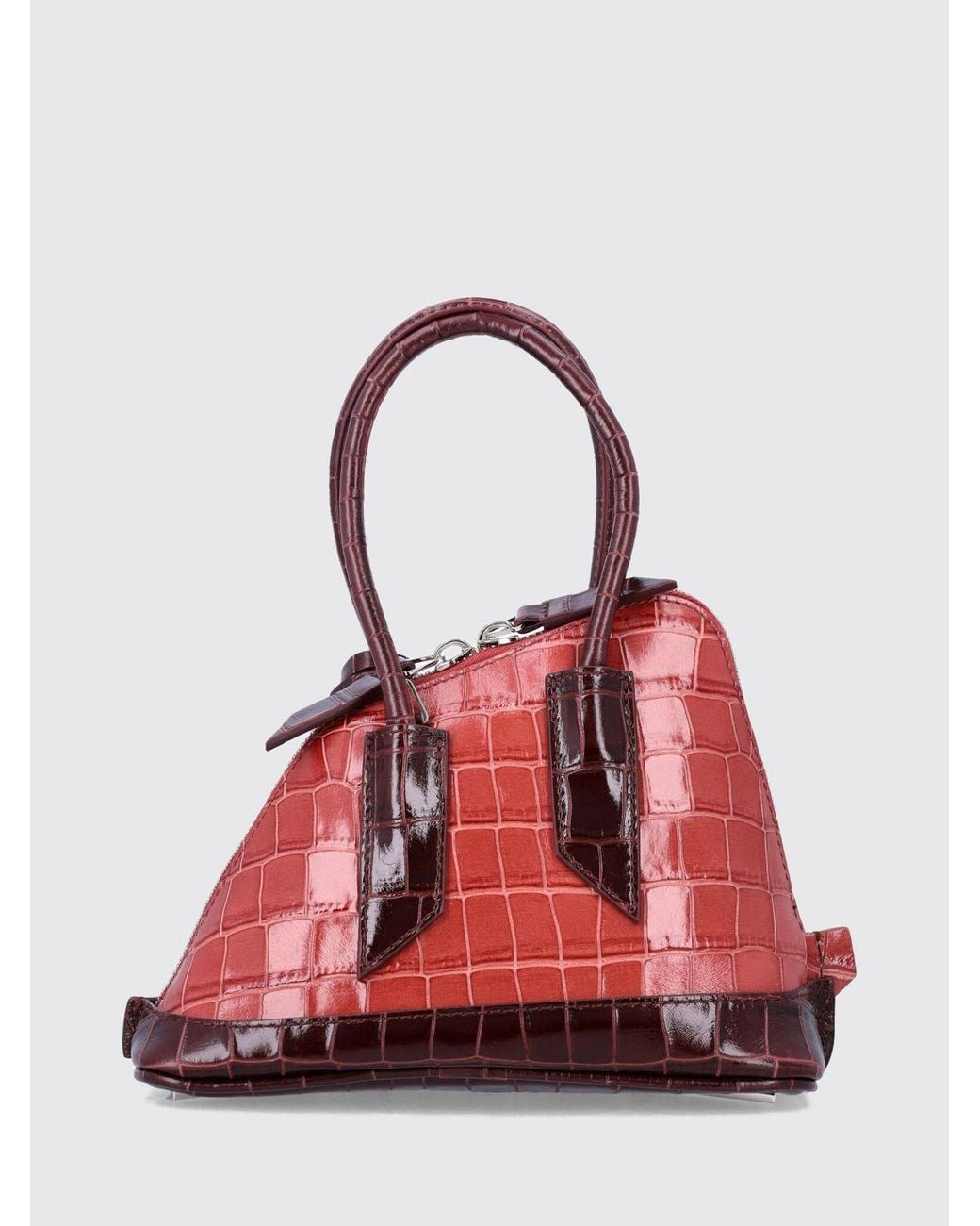 The Attico Red La Sant Ambroeus Bicolour Croc-Effect Leather Handbag