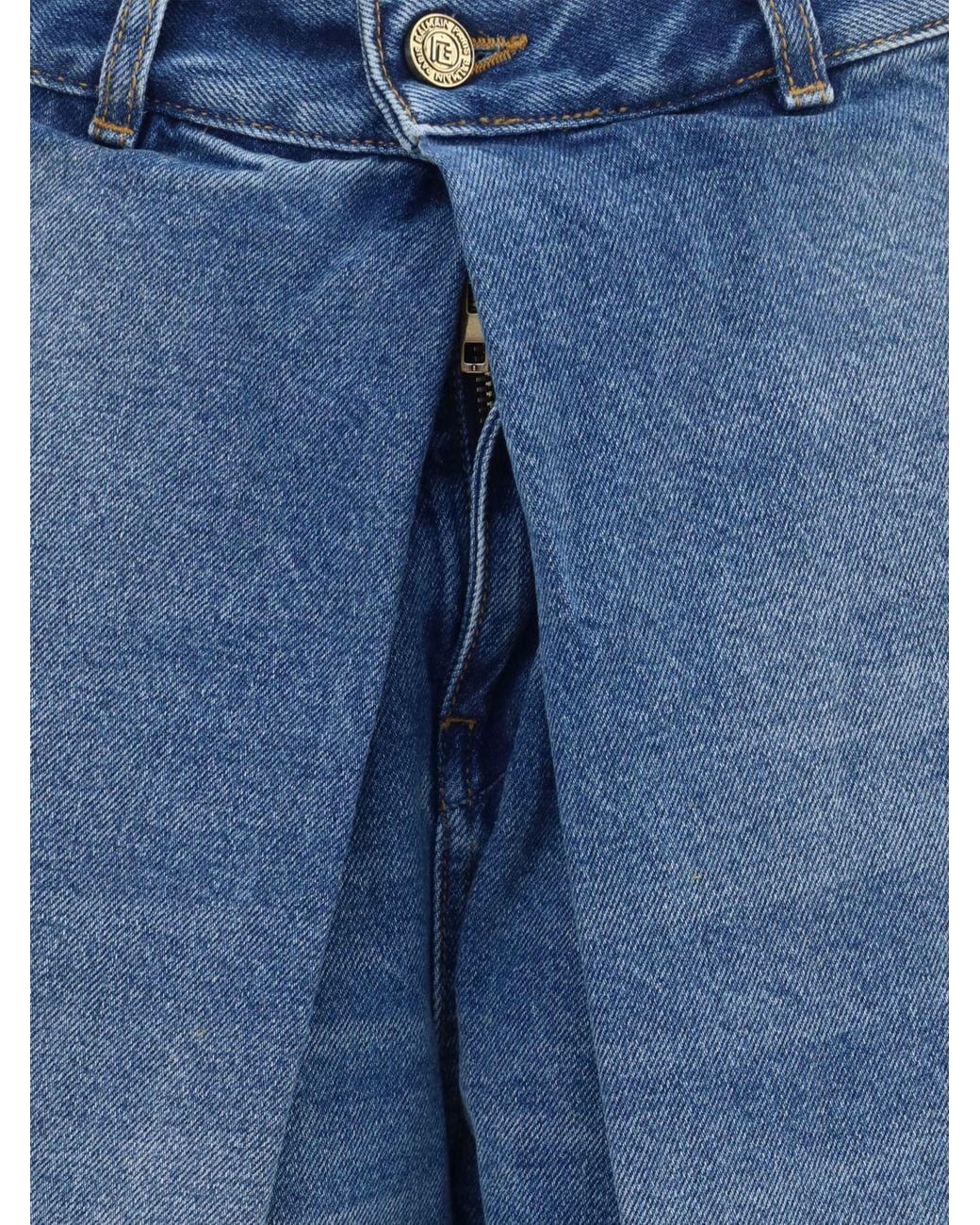 Balmain Blue Mid-Rise Baggy Jeans