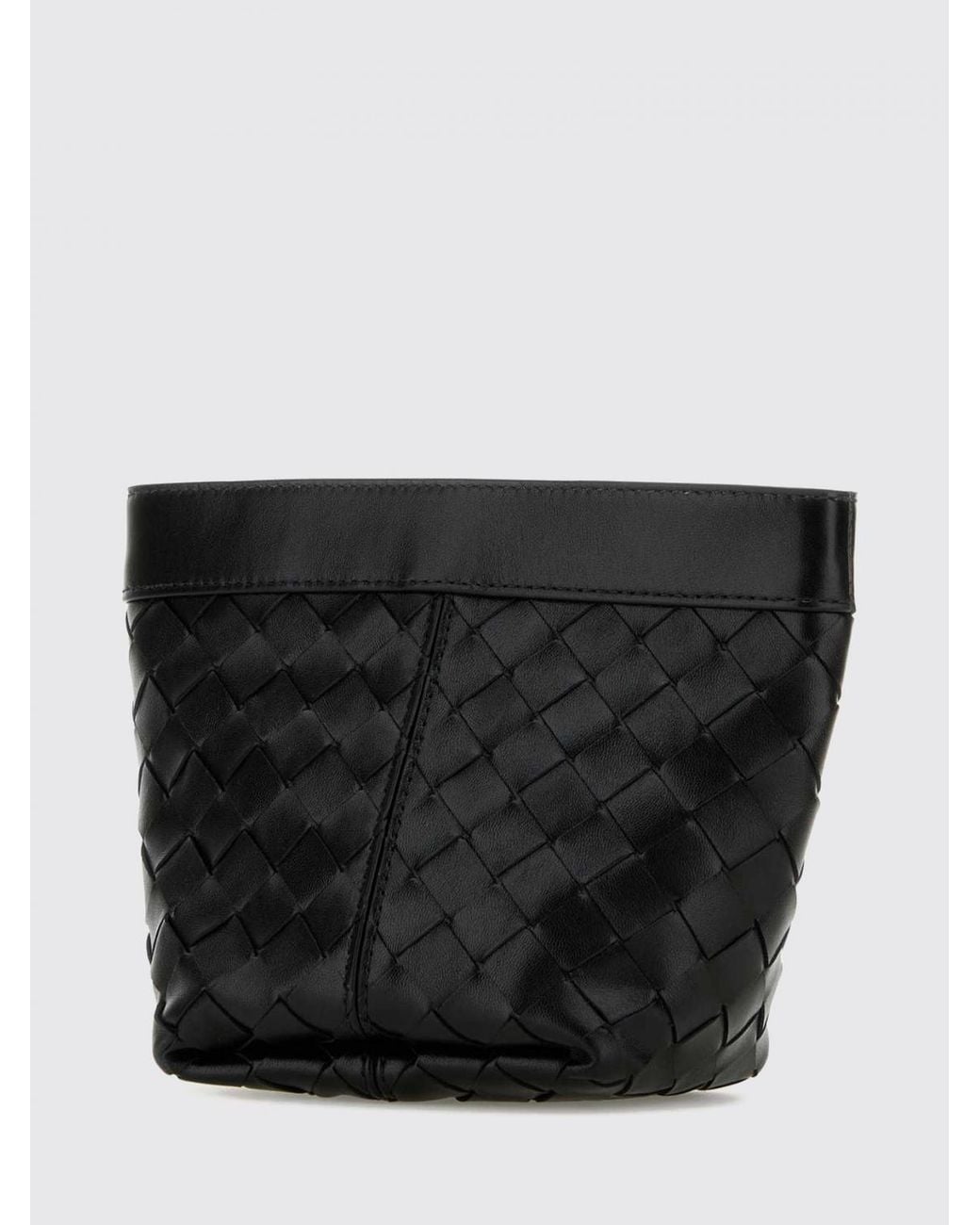 Bottega Veneta Black Flap Intrecciato Calfskin Mini Bag With Zip Closure