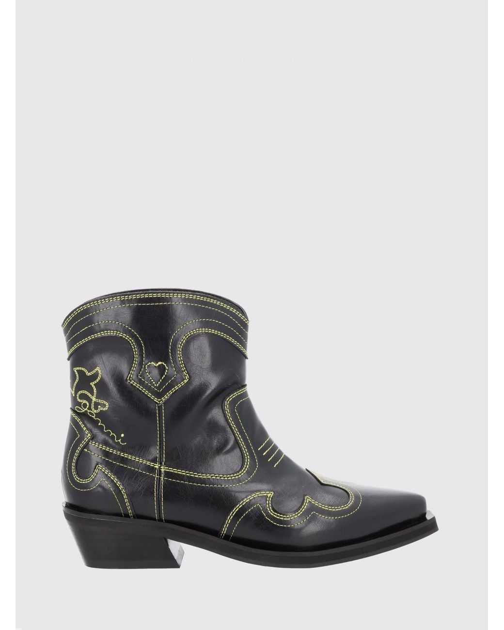 Ganni Black Low Shaft Western Ankle Boots
