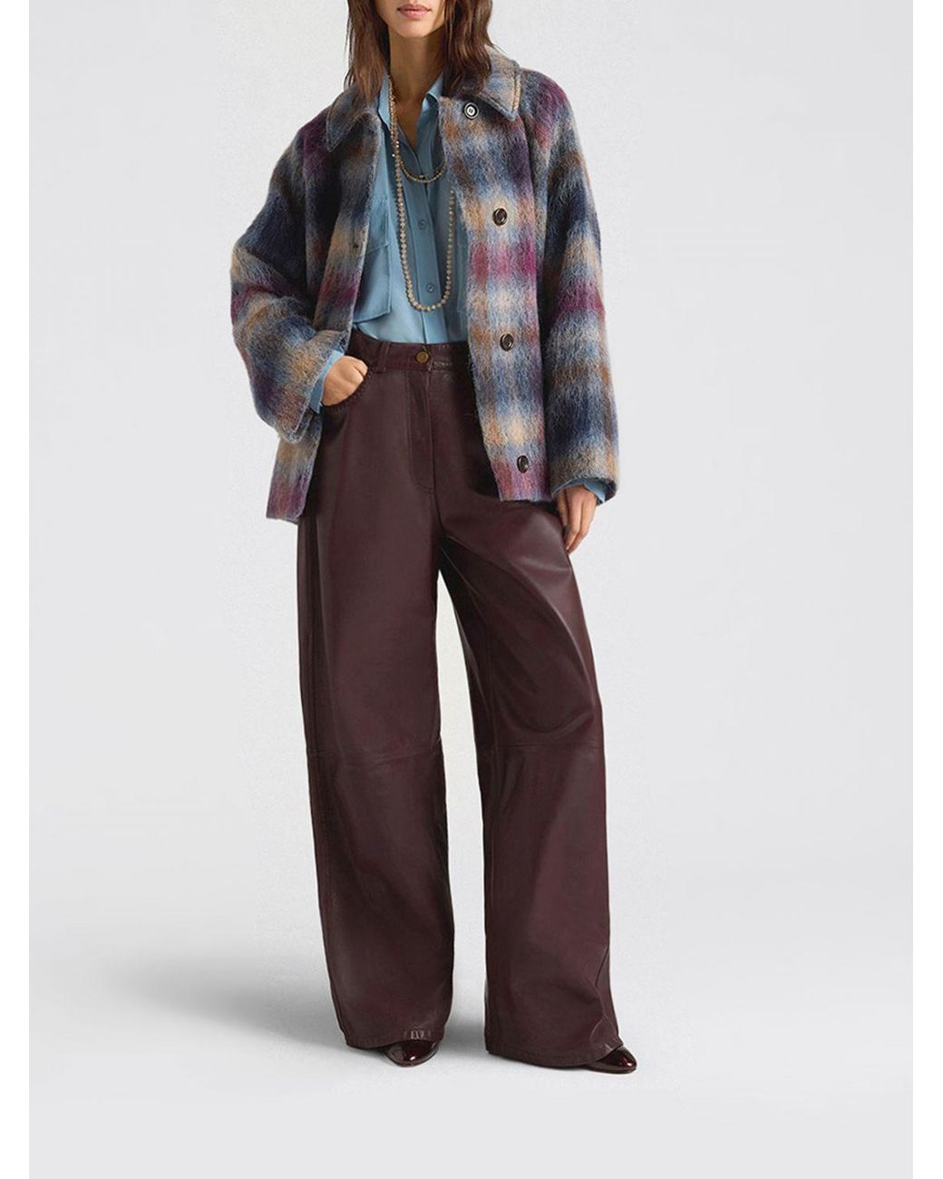 Momoní Purple MomonÌ Aoki High-Waisted Striped Wide Leg Trousers