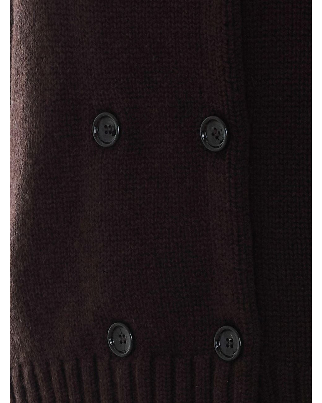 Allude Black Double-Breasted Wool And Cashmere Blend Cardigan With Classic Collar