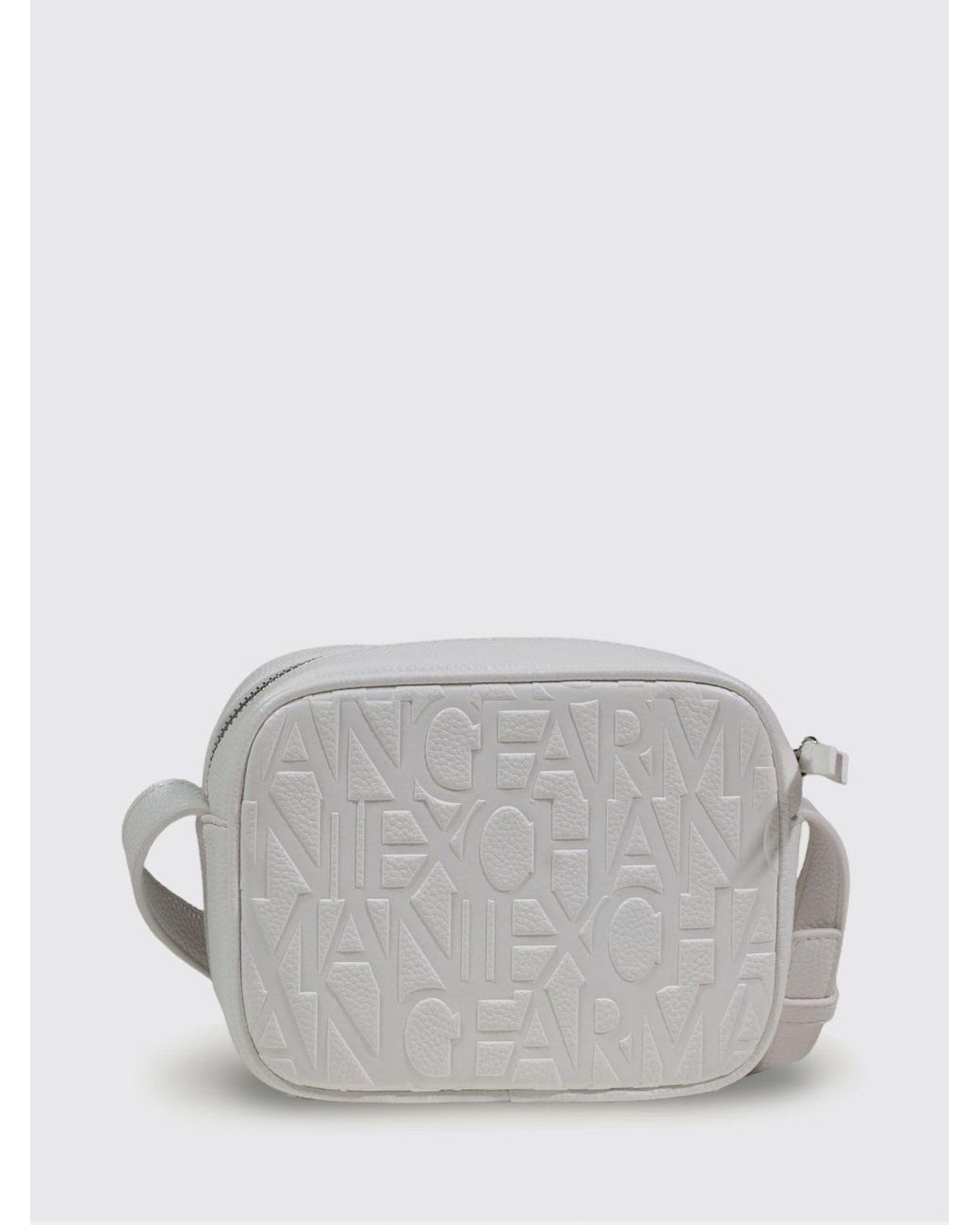 ARMANI EXCHANGE Gray Grained Synthetic Leather Bag With Embossed Logo
