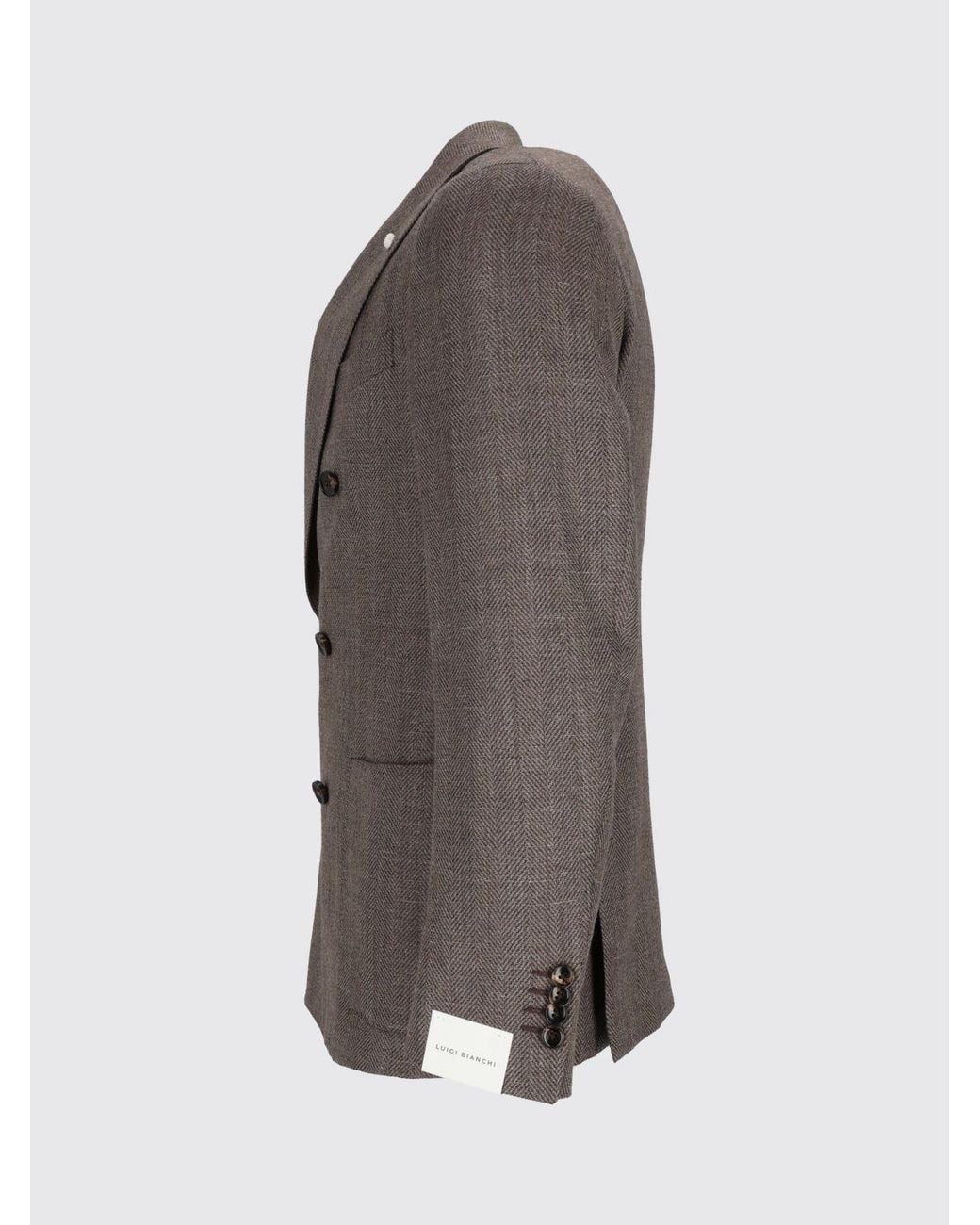 Luigi Bianchi Brown Double-Breasted Blazer With Peak Lapels for men