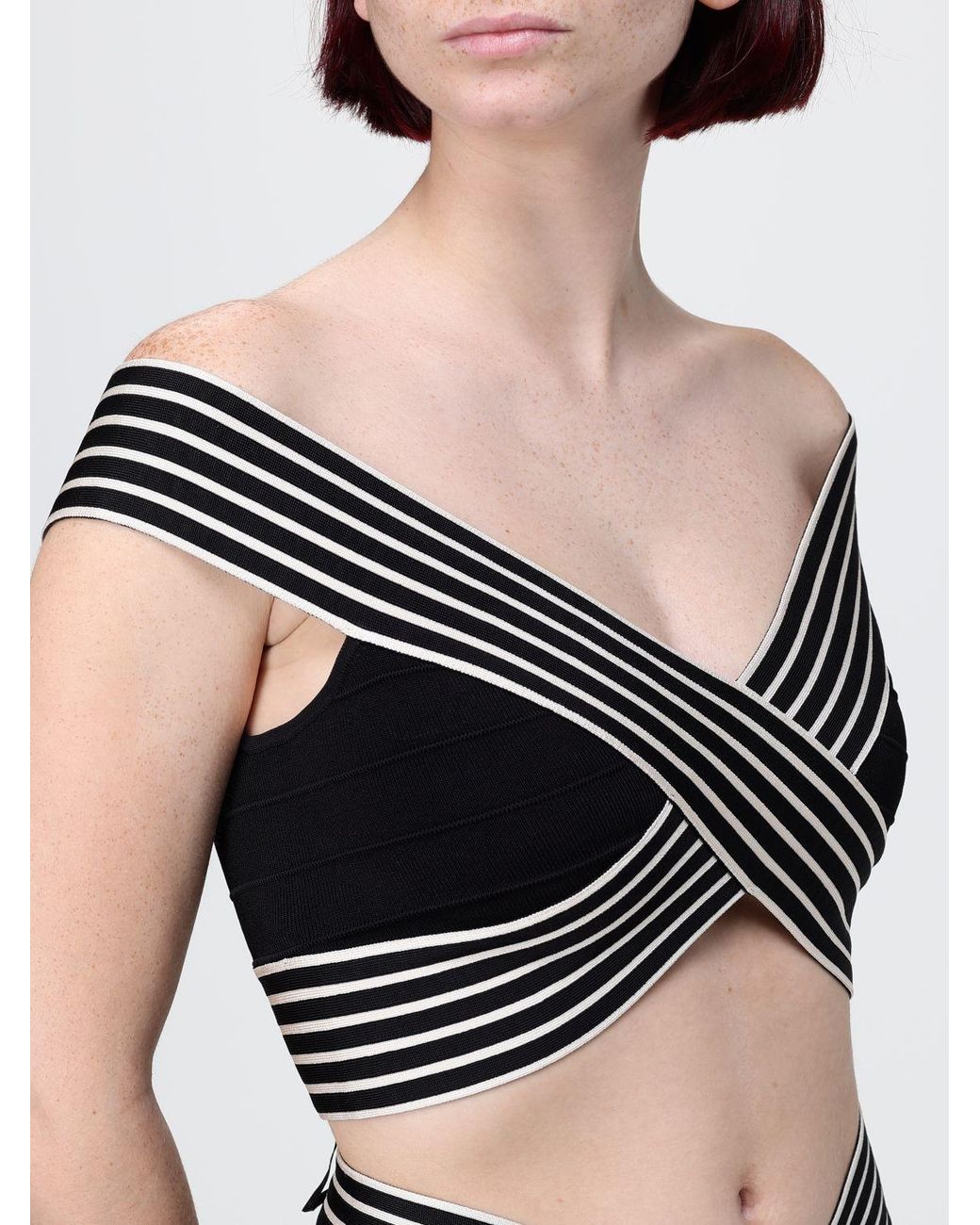 Elisabetta Franchi Black Cropped Fit Jersey Top