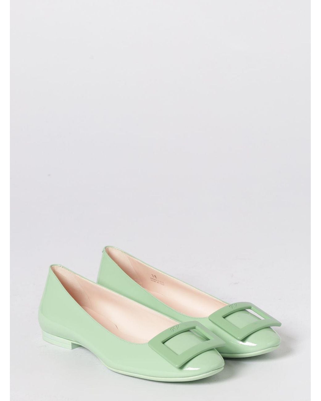 Roger Vivier Green U Look Patent Leather Ballerinas