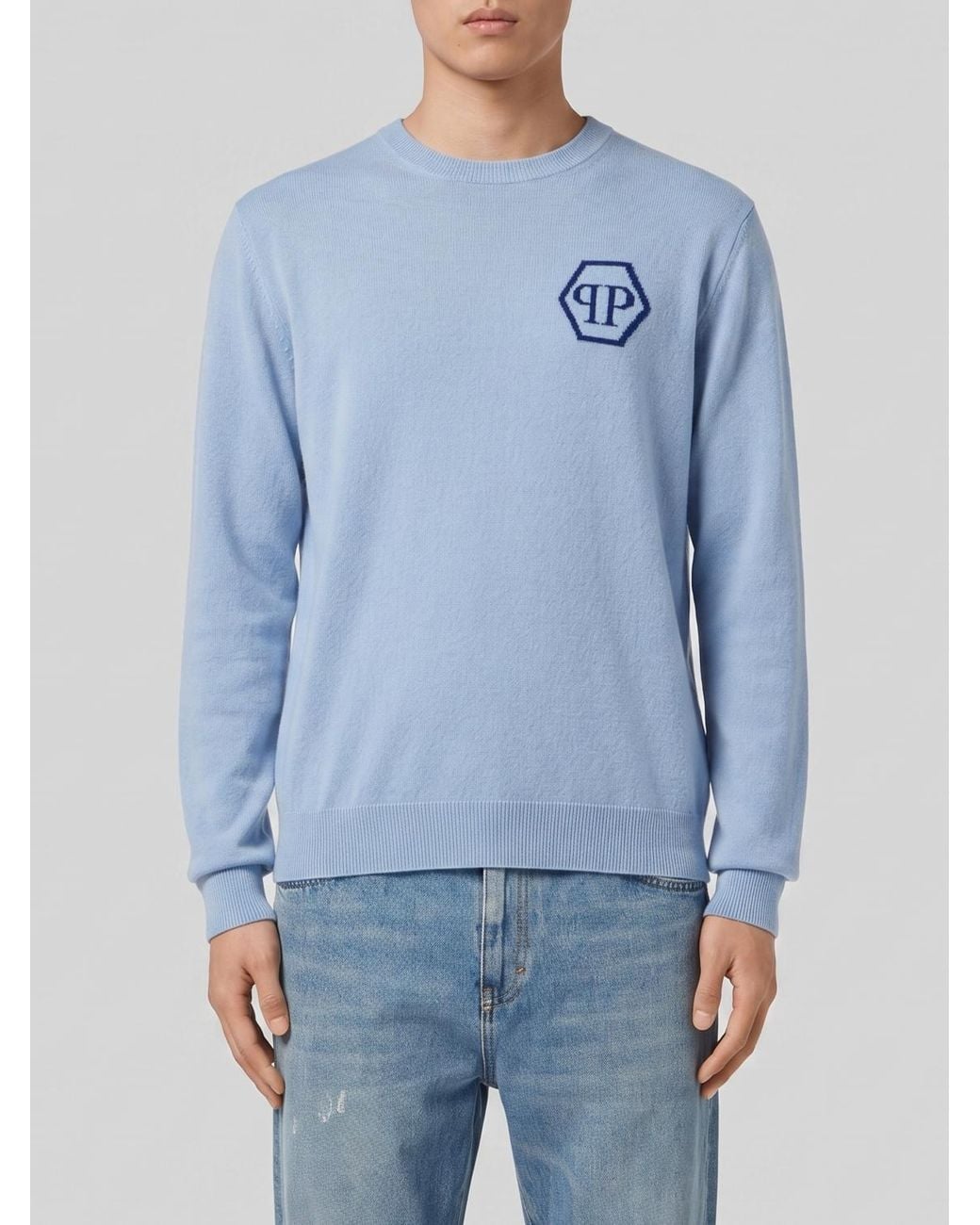 Philipp Plein Blue Pp Cashmere Crew Neck Sweater for men