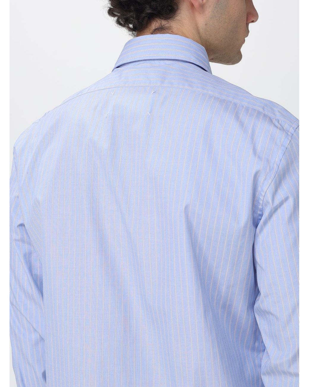 Maison Margiela Blue Striped Cotton Shirt for men