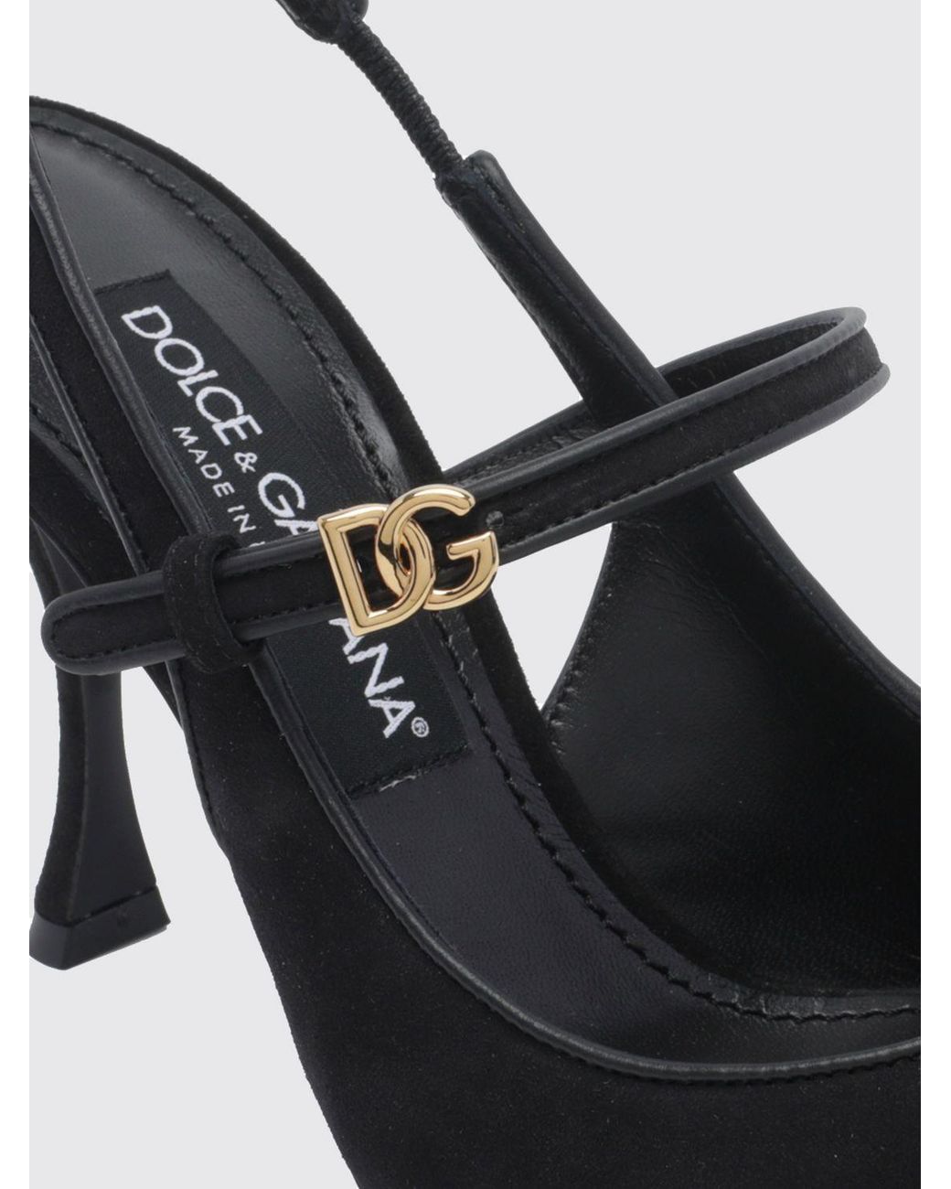 Dolce & Gabbana Black Dolce &Amp Gabbana Suede Slingback Pumps With Dg Monogram And Stiletto Heel