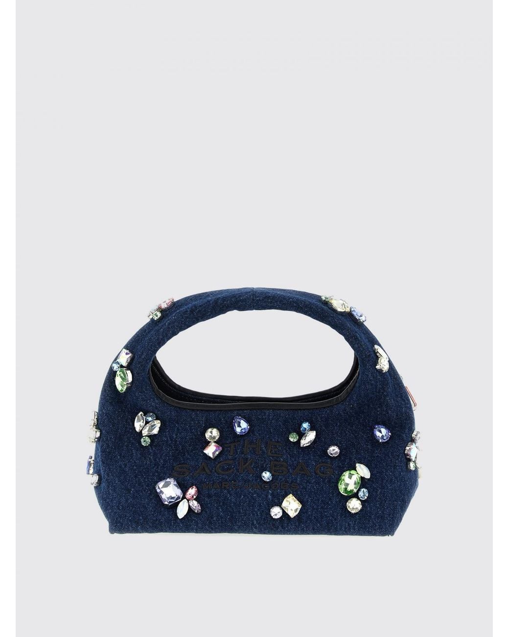 Marc Jacobs Blue The Gem Denim Sack Bag With Applied Crystals