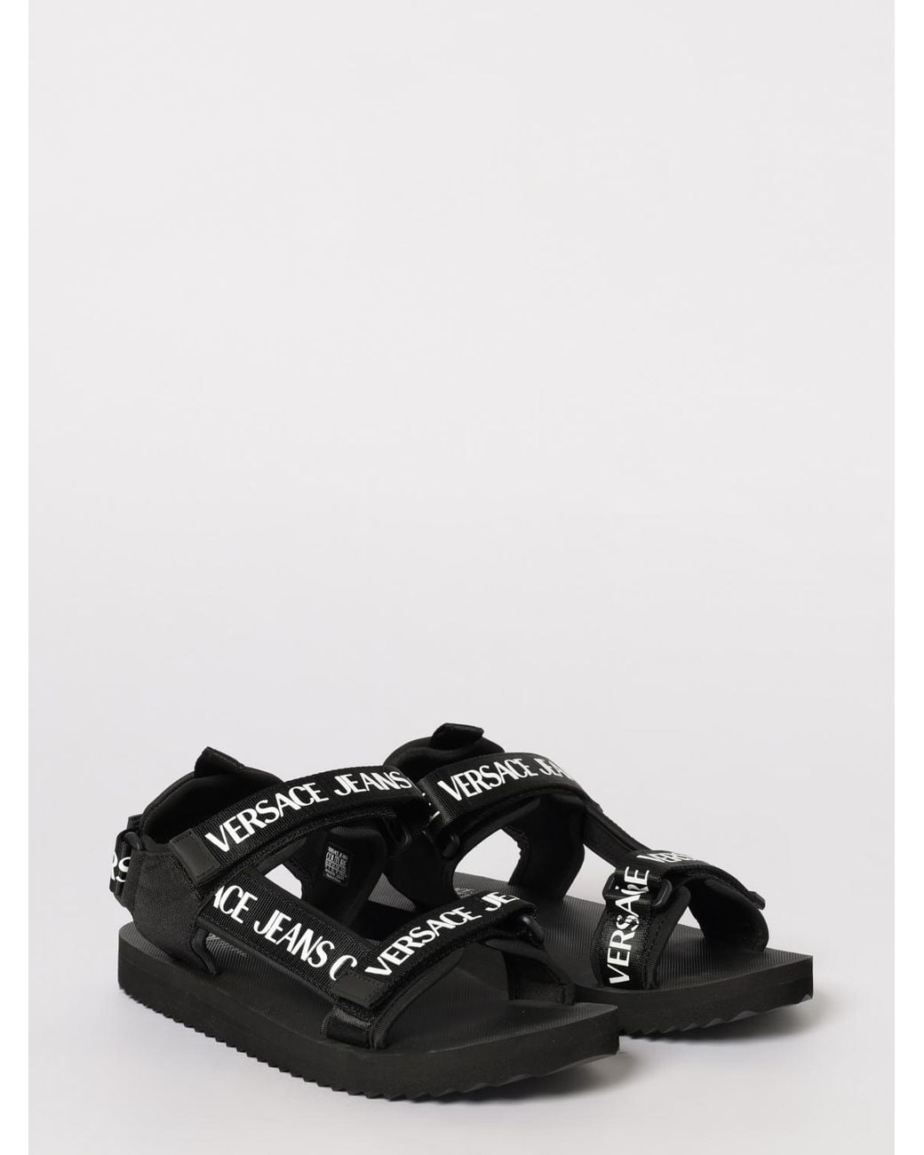 Versace Jeans Couture White Fabric Sandals With Printed Logo for men