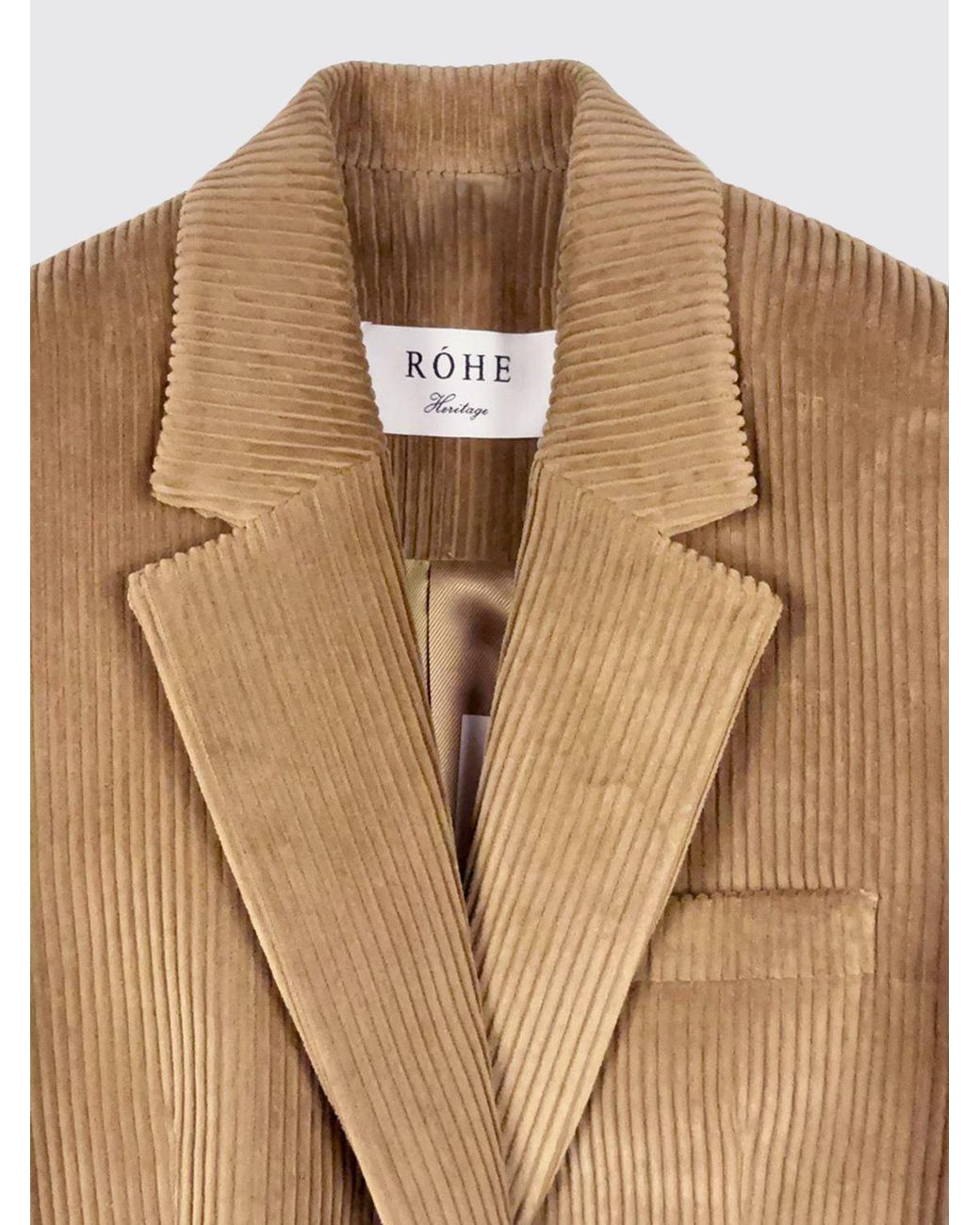 Rohe Natural Single-Breasted Short Cotton Velvet Blazer With V-Neck Lapels