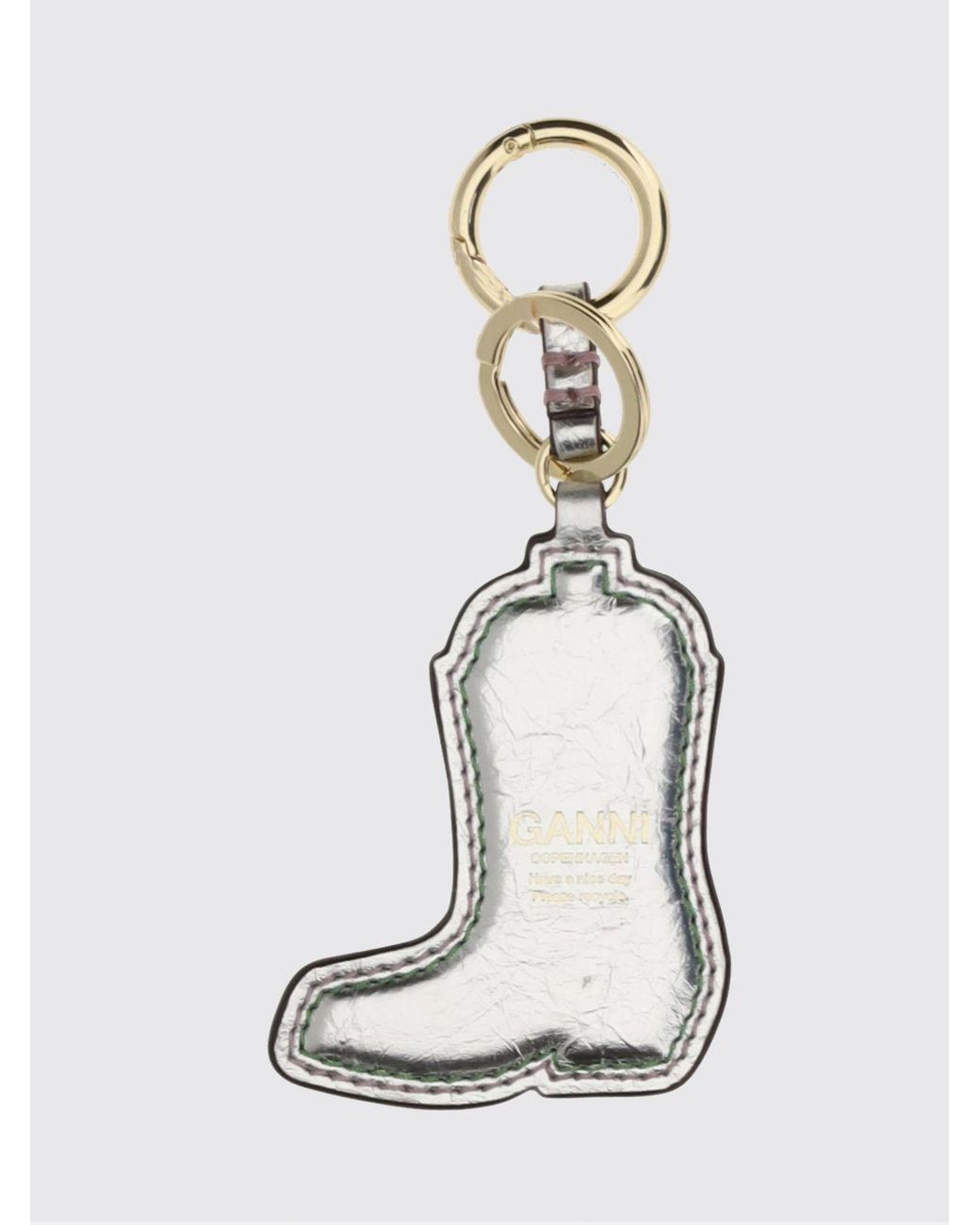 Ganni White Western Boot Keychain