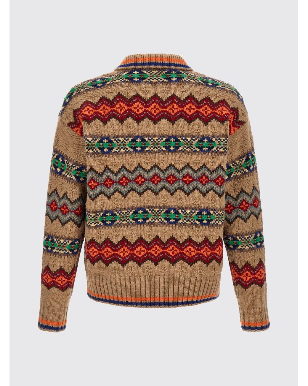 Polo Ralph Lauren Red Pure Wool Knit Polo Shirt With All-Over Jacquard Pattern for men