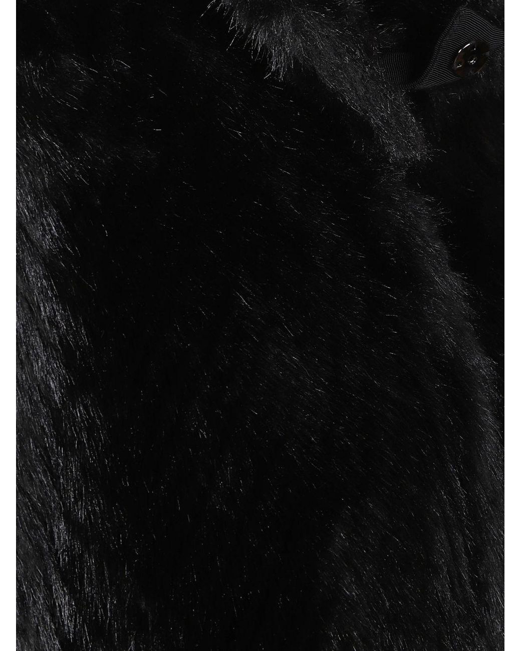 Forte_forte Blue Cropped Faux Fur Coat With Funnel Neck And Dropped Shoulders