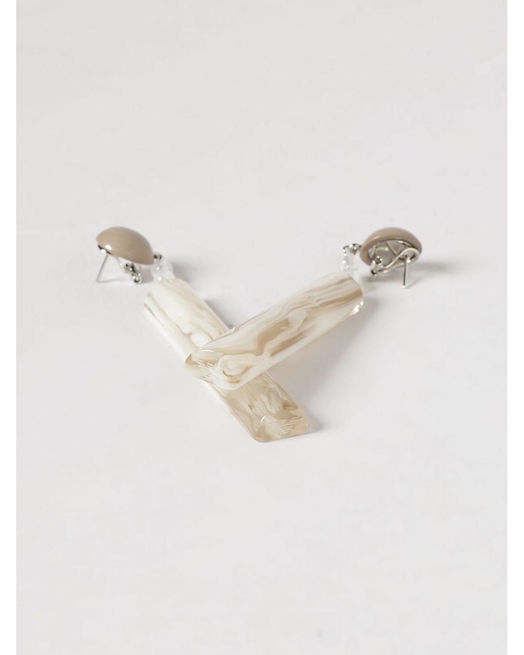 Emporio Armani White Marbled Resin Earrings