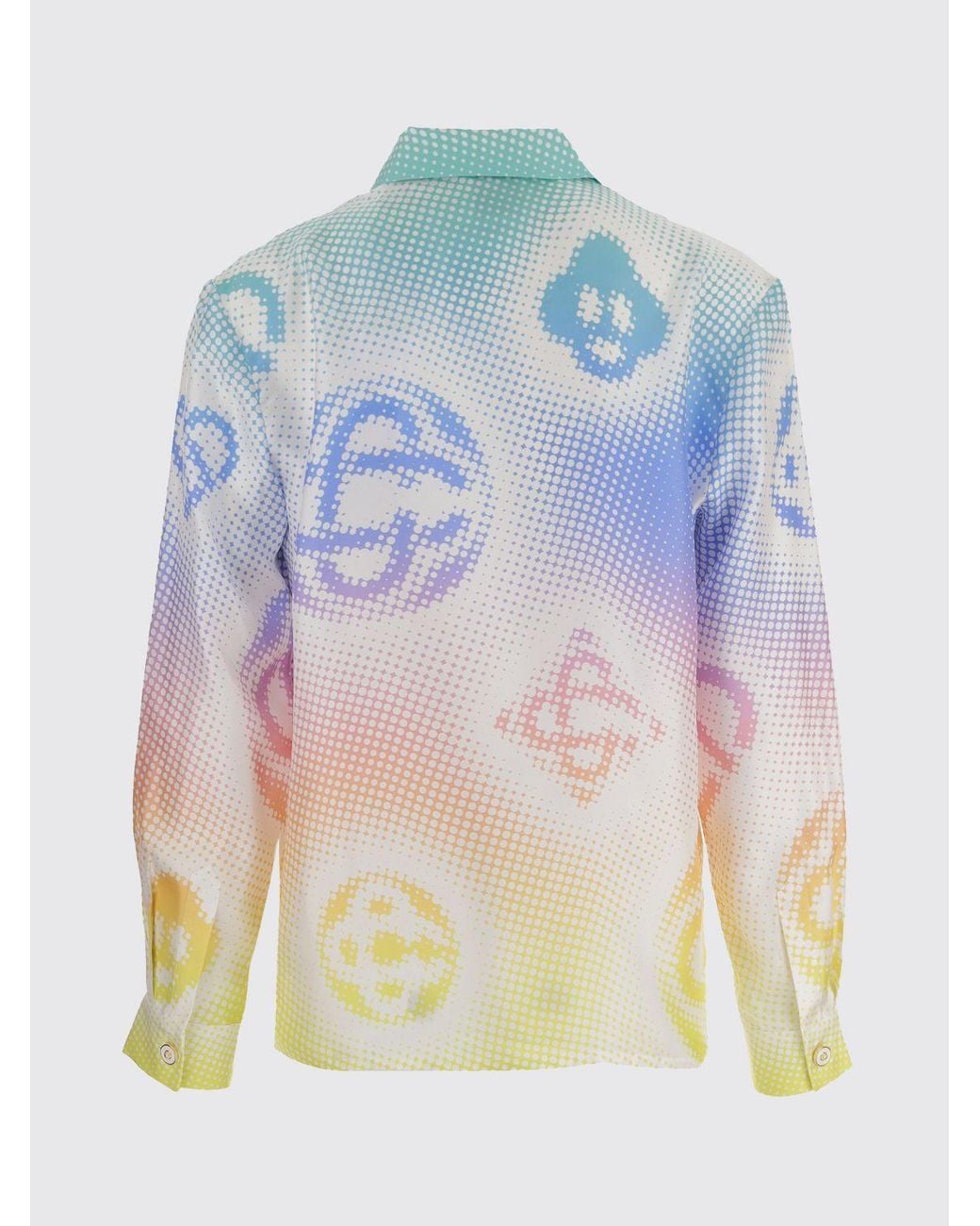 Casablanca Blue Silk Shirt With Monogram Print for men