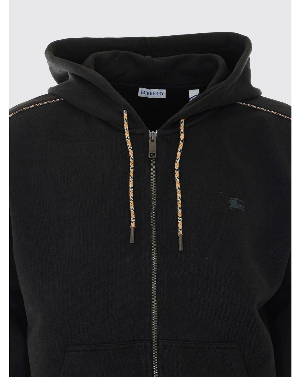 Burberry Blue Relaxed Fit Cotton Zip-Up Hoodie With Ekd Logo for men