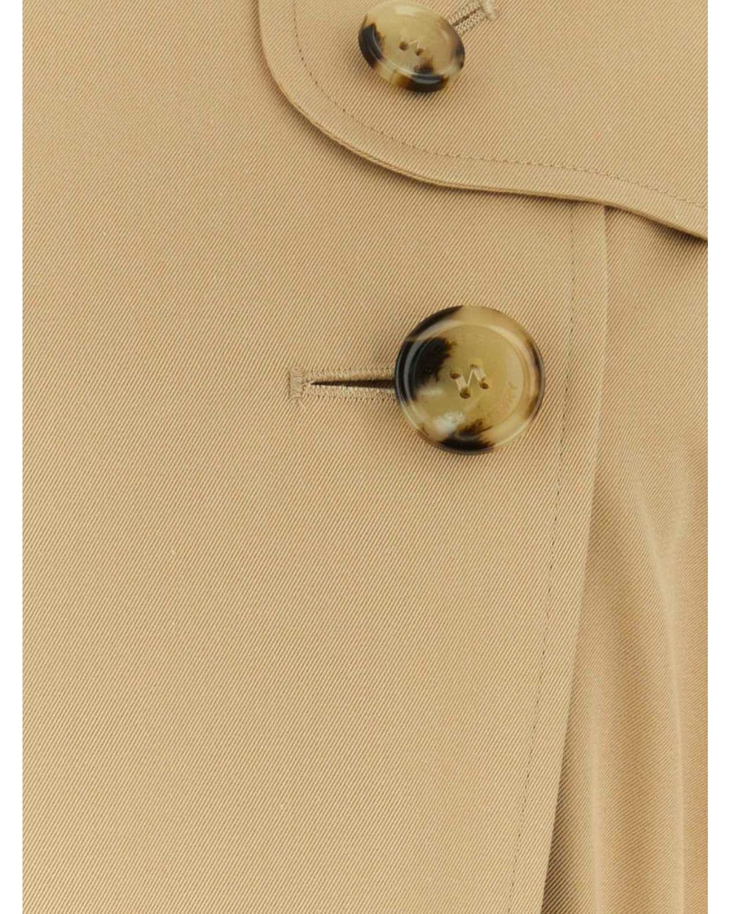 Burberry Natural Short Double-Breasted Cotton Trench Coat With Belt And Classic Epaulettes