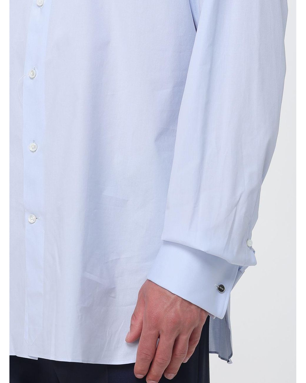 Zegna Blue Classic Stretch Poplin Shirt for men