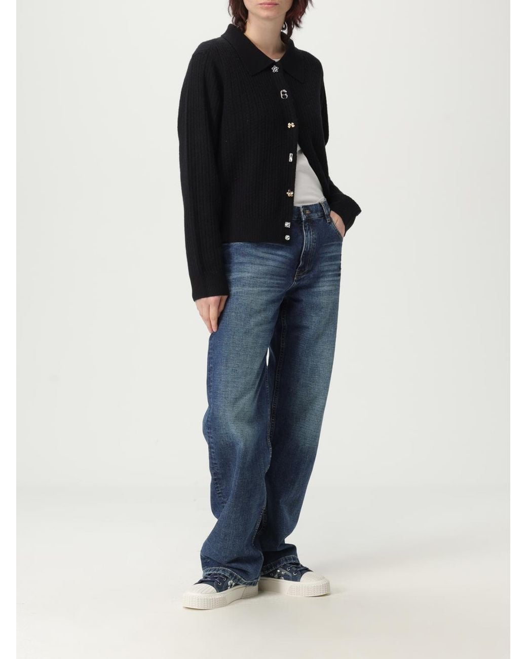 Marc Jacobs Black Merino Wool Cardigan With Embellished Buttons