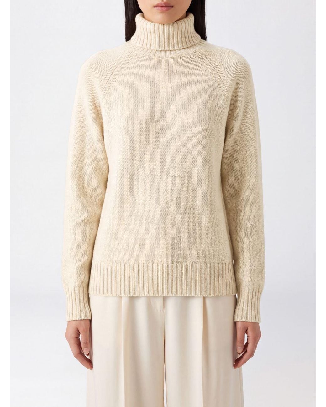 Drumohr Natural Lambswool Turtleneck Jumper With Dropped Shoulders