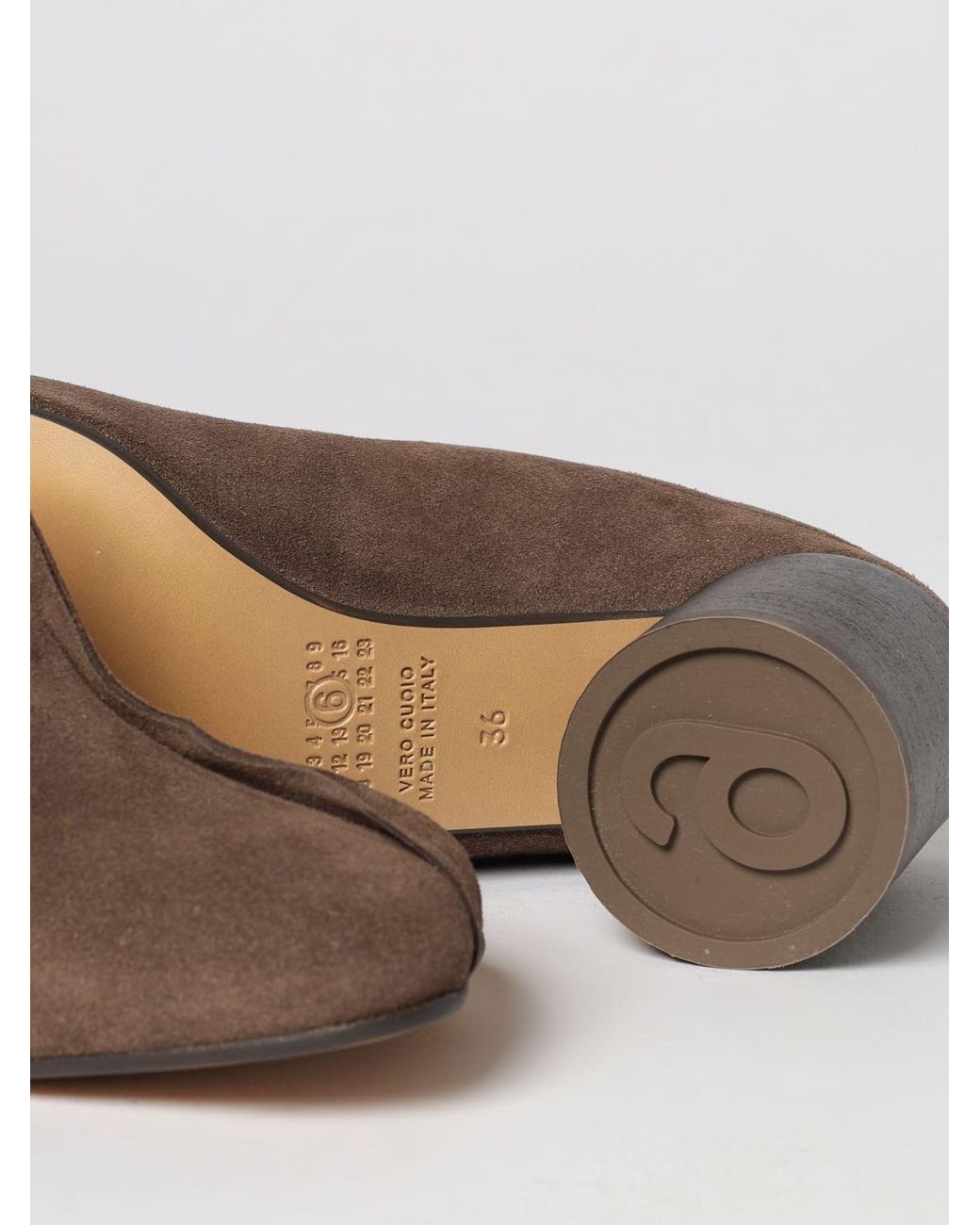 MM6 by Maison Margiela Brown Anatomic Suede Mules With Cylindrical Heel