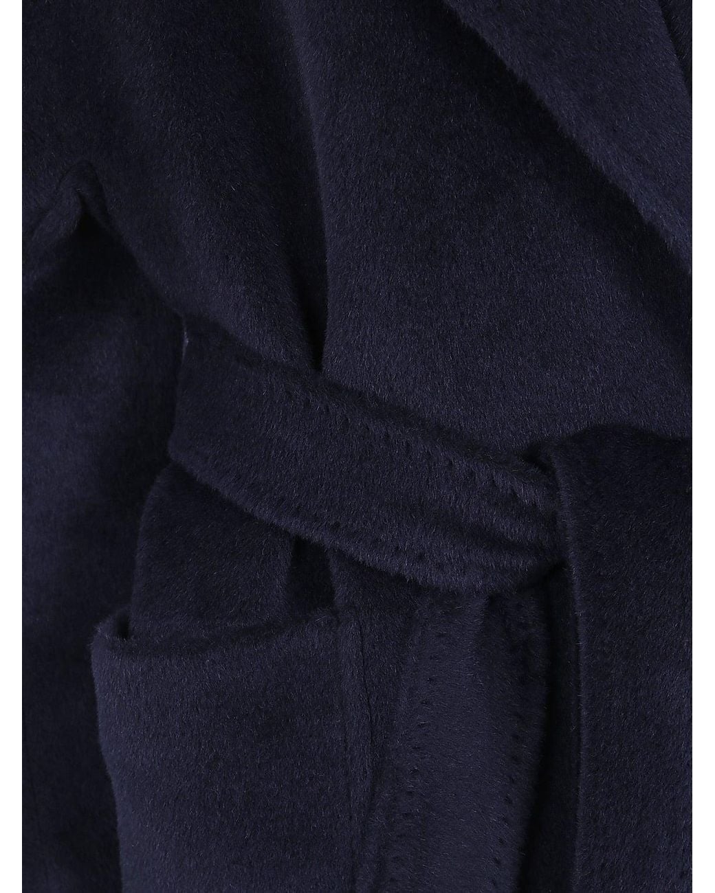 Tagliatore Blue Short Alpaca Wool Robe Coat With Belt