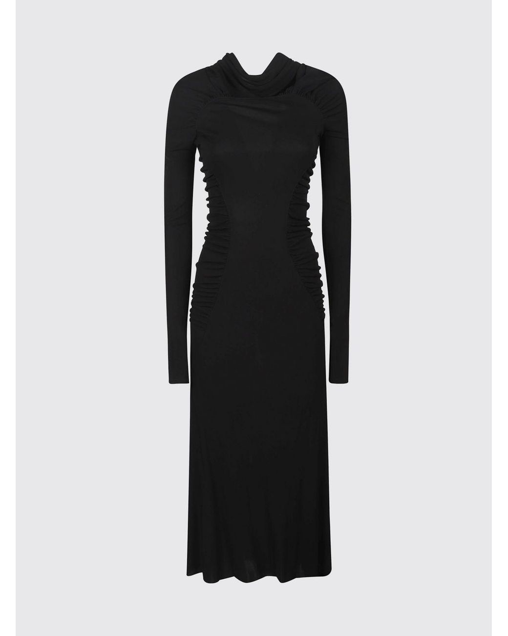 Victoria Beckham Blue Asymmetric Long-Sleeve Jersey Midi Dress