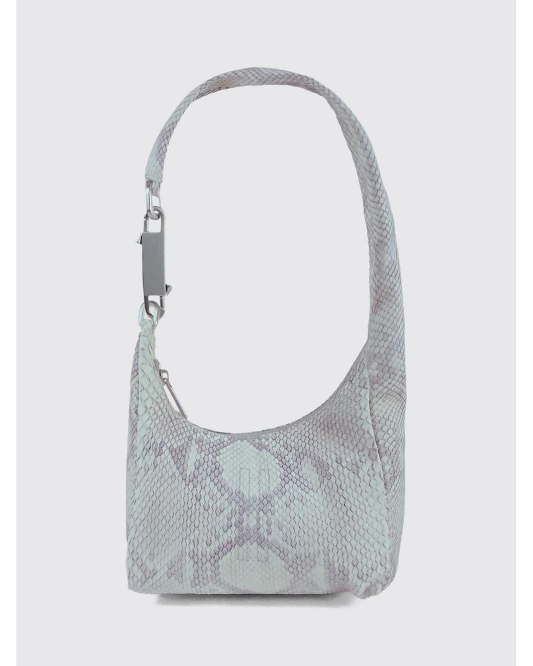 Rick Owens Gray Python Leather Mini Shoulder Bag With Zip Closure