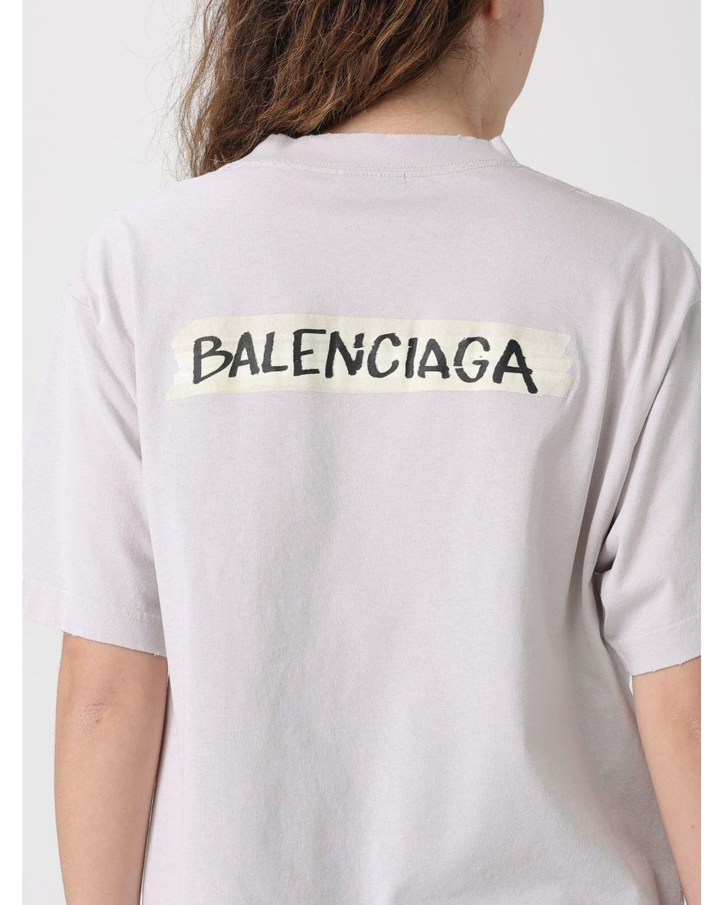 Balenciaga White Cotton T-Shirts With Logo