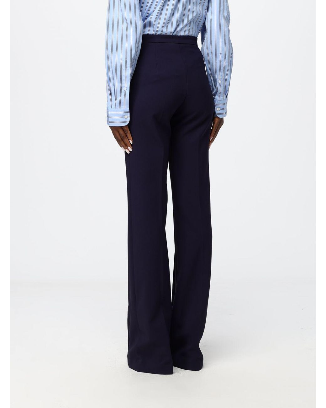 Elisabetta Franchi Blue High-Waisted Skinny Stretch-Crêpe Trousers