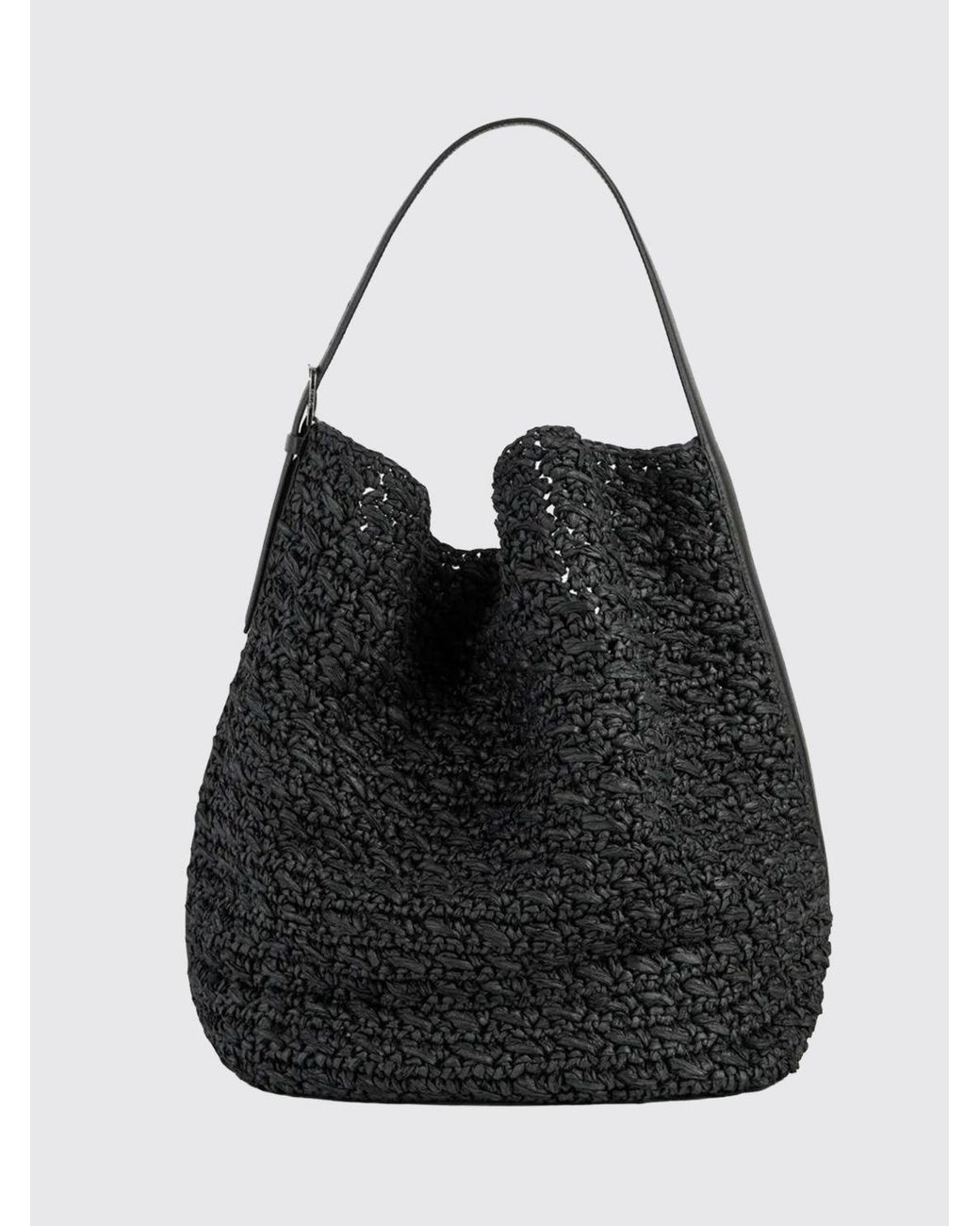 Totême Black Crochet Raffia Bag