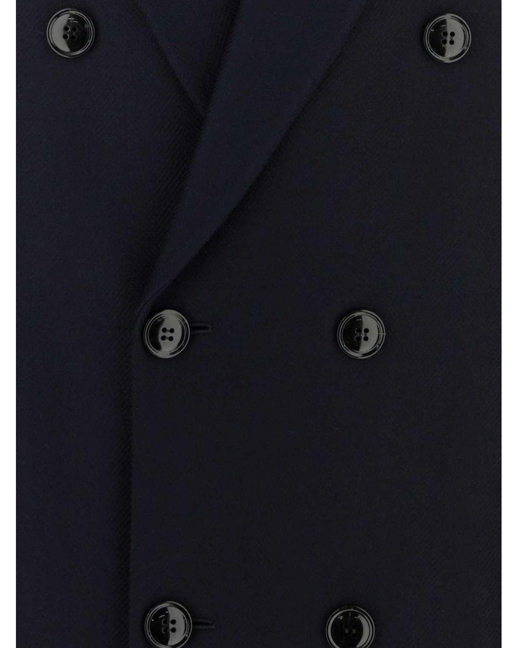 Giorgio Armani Blue Long Double-Breasted Virgin Wool And Cashmere Coat for men