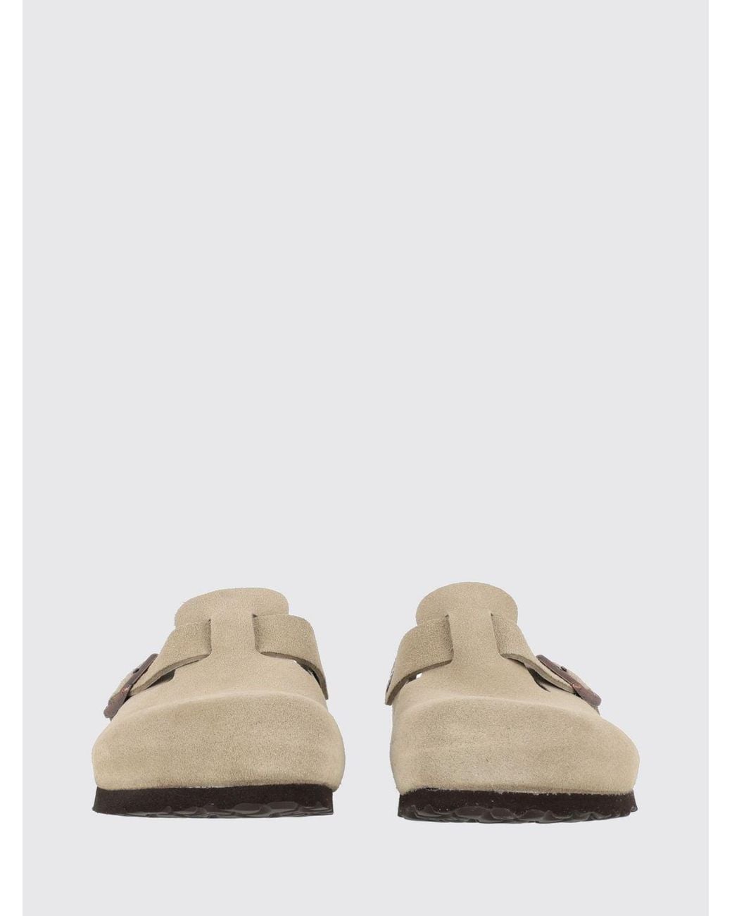 Birkenstock White Boston Suede Mules With Adjustable Strap