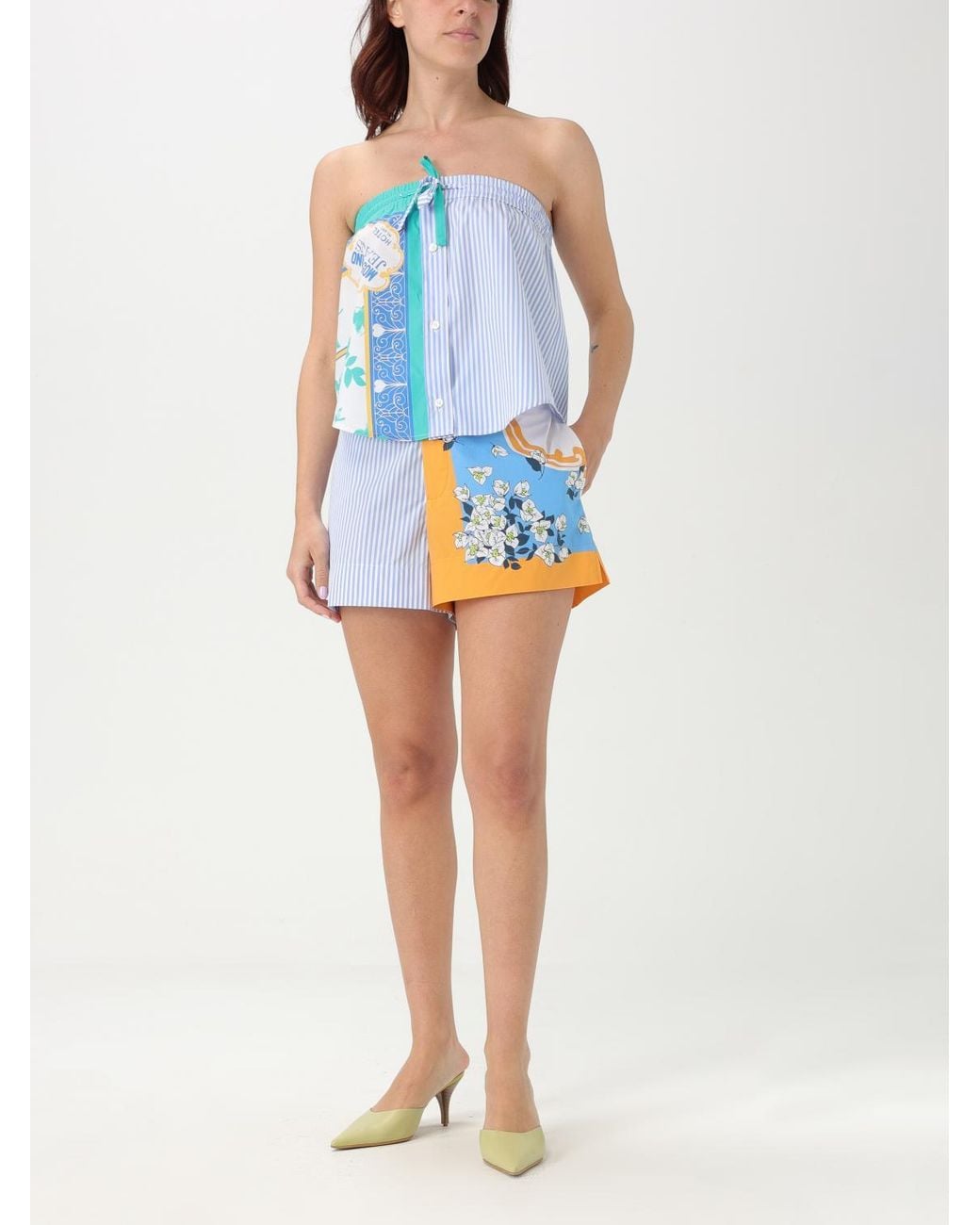 Moschino Blue Printed Panel Shorts