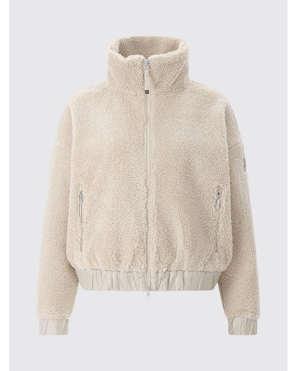 Parajumpers Natural Short High-Neck Fleece Jacket With Logo Patch