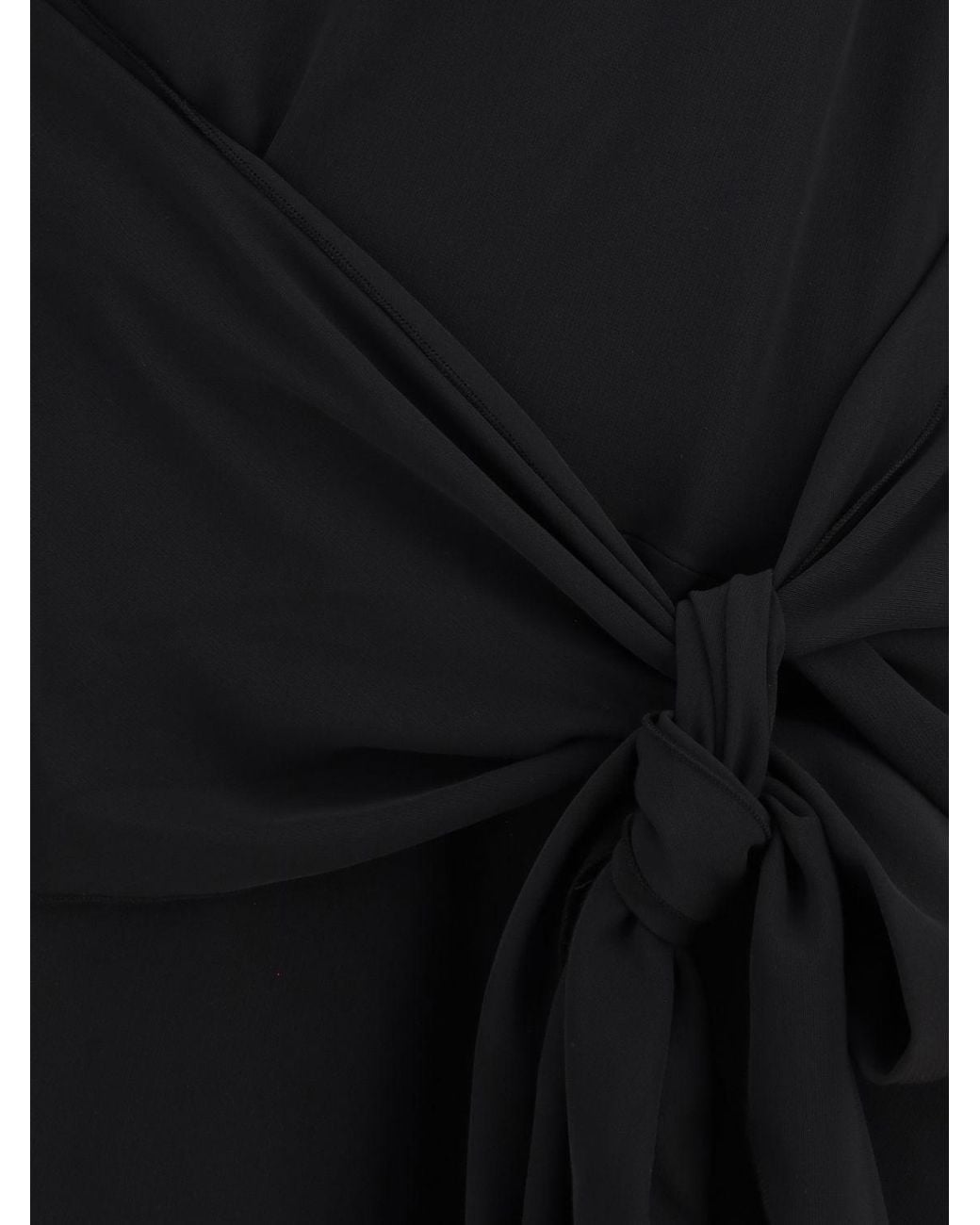 Ganni Black Long-Sleeved Recycled Jersey Mini Dress With Tie Waist
