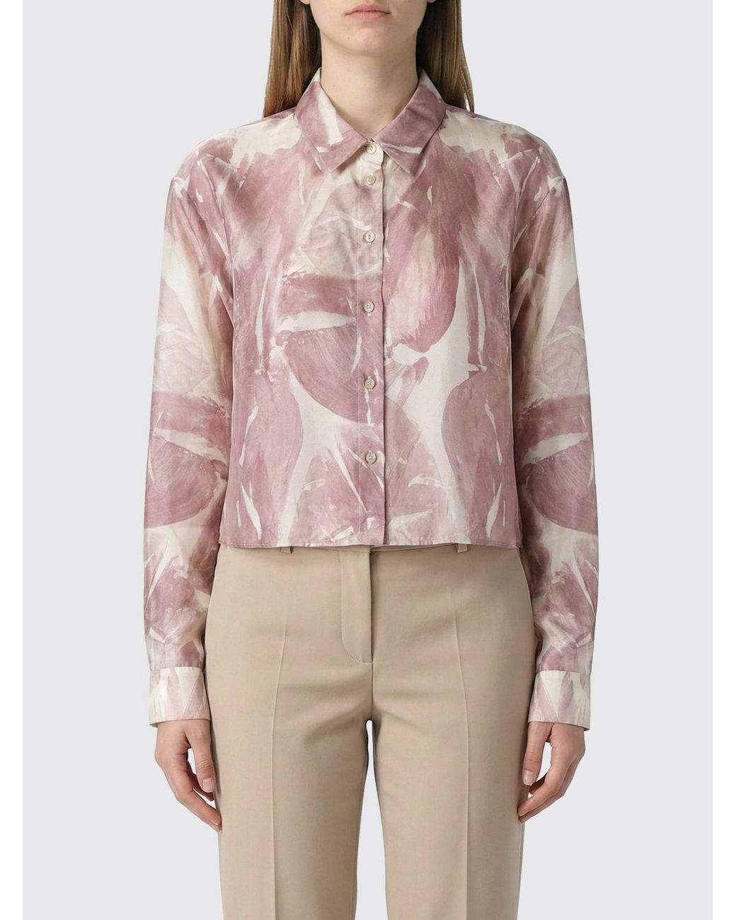Alysi Natural Printed Silk Shirt