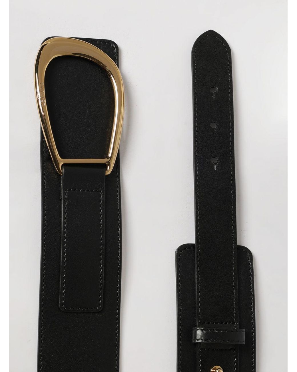 Twinset White High-Waist Leather Belt With Engraved Logo Interlocking Buckle