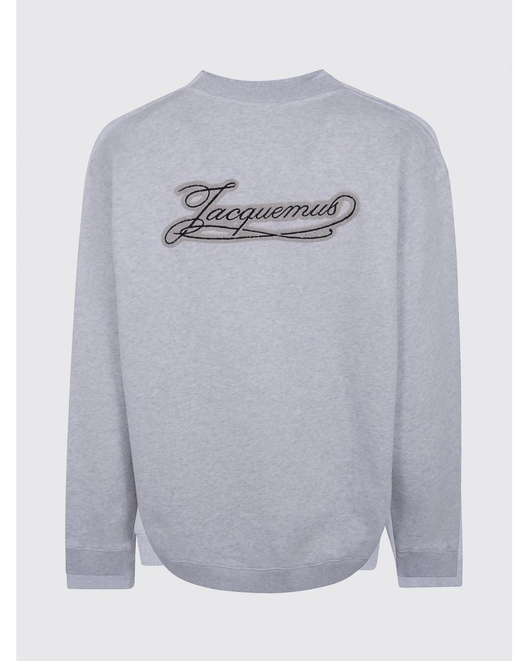 Jacquemus Gray Dropped-Shoulder Cotton Crewneck Sweatshirt With Back Logo for men